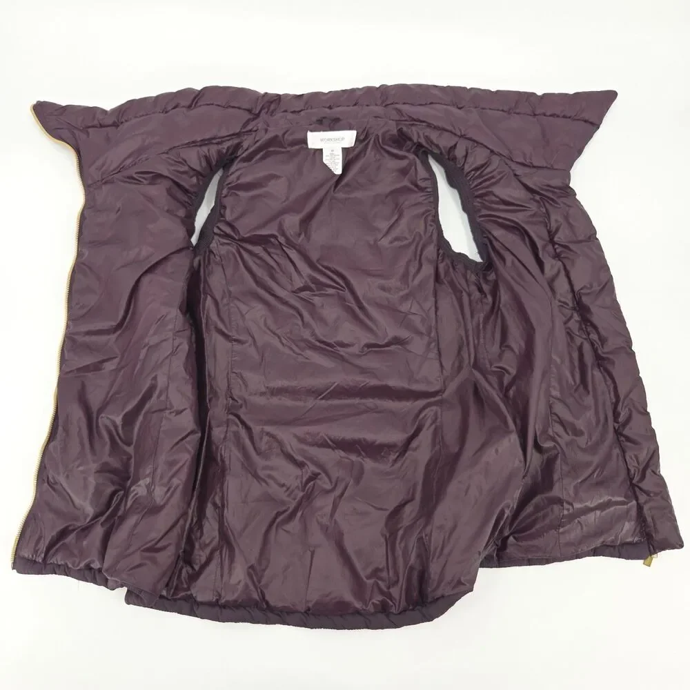 Workshop Puffy Vest Womens Medium Purple Quilted Asymmetric Fall Winter Gorpcore